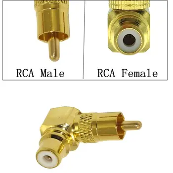 

Gold-plated 90 degree RCA right angle connector plug adapter male to female M / F 90 degree elbow audio adapter