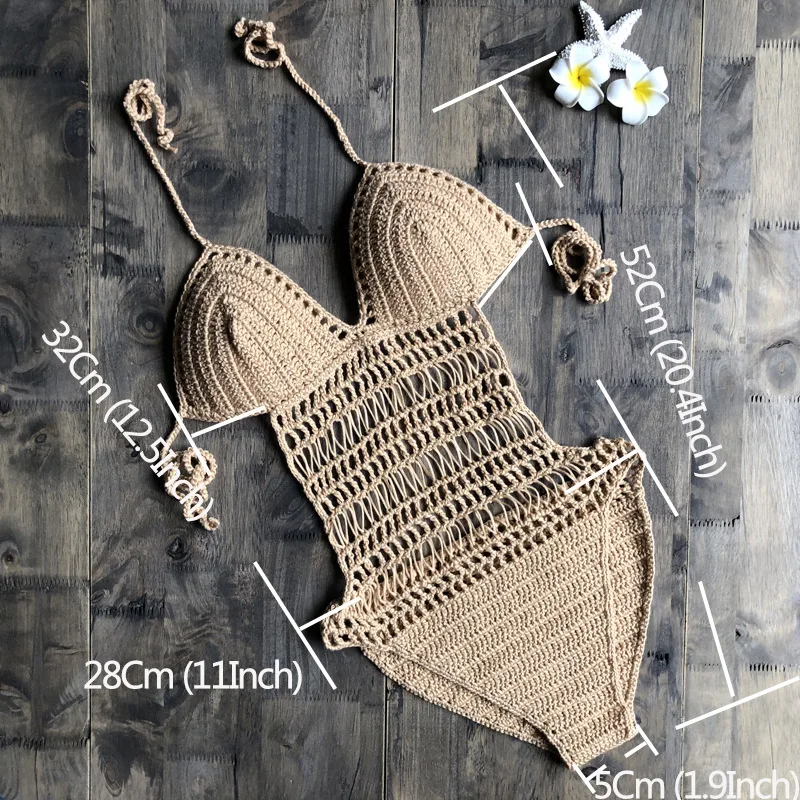 Crochet one piece backless sexy monokini high cut Jumpsuit Knitting Bikini Set Swimwear Swimsuit Beachwear