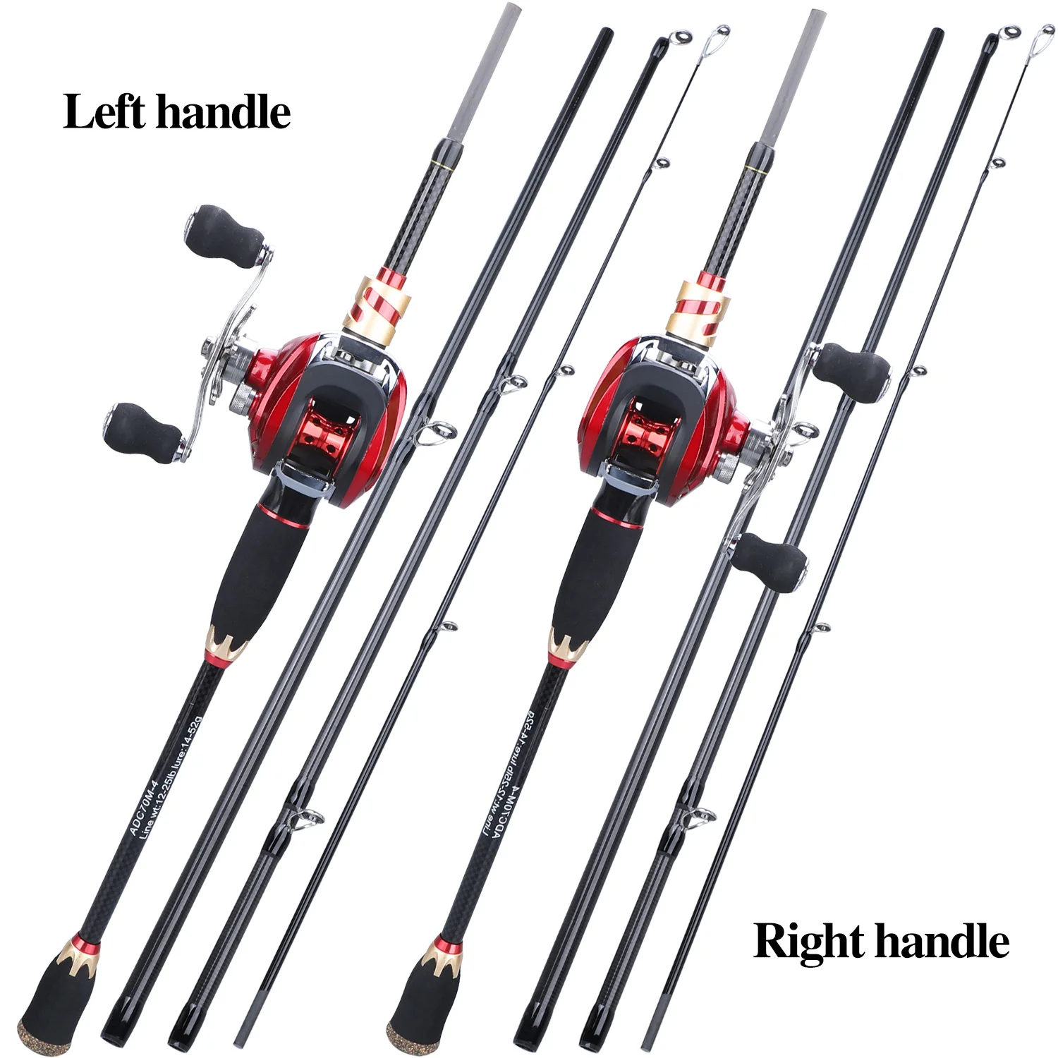 Sougayilang 3 Colors Fishing Rod Combo 1.8/2.1m 4Section Combo Fiber Fishing Pole and 17+1bb 6.3:1 High Speed Gear Ratio Set