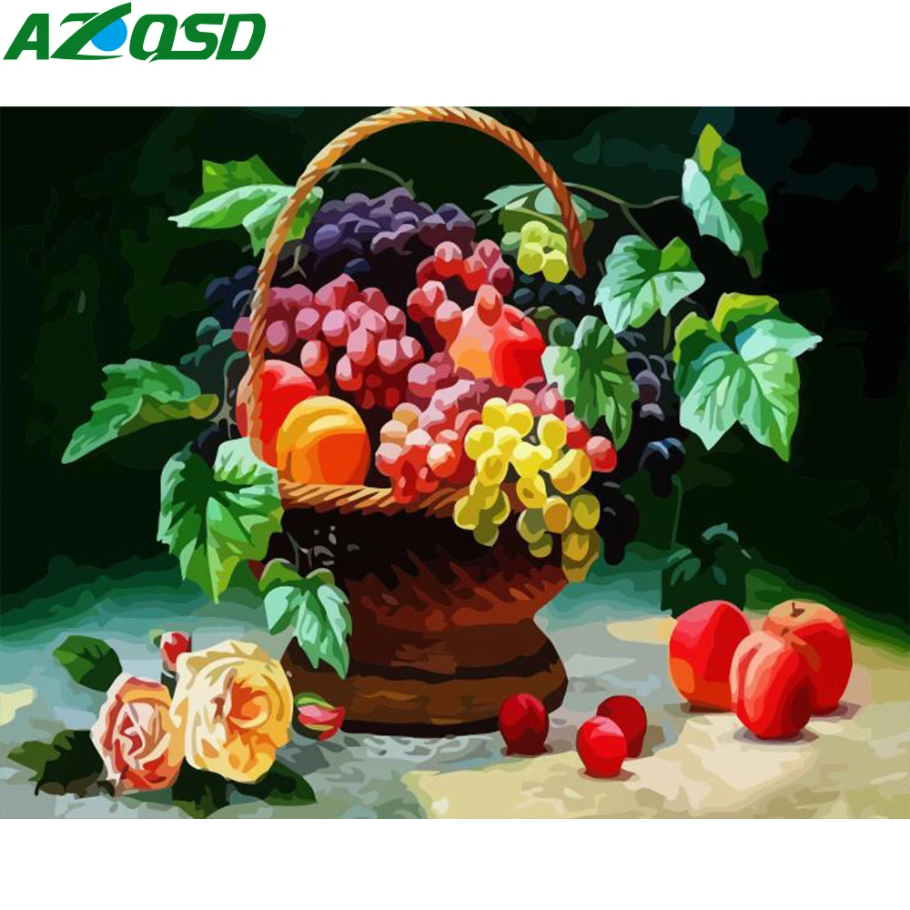 AZQSD краска по номерам без рамки фрукты ручной работы подарок на холсте акриловая