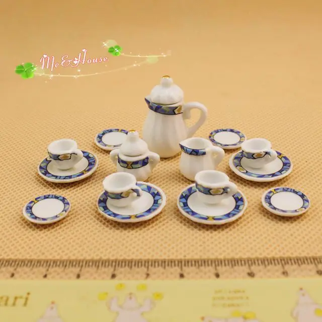 1: 12 кукольный дом мини игровой дом модель подарок игрушка фарфор китайский стиль чайный сервиз