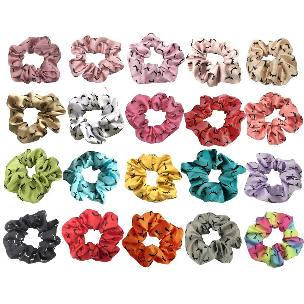 5Pcs 14 Colors Eyelash Hair Scrunchies Wholesale Elastic Band Scrunchy Bun Girls Ponytail Holder Women Headwear Bracelet