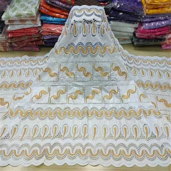 

5 Yards African bazin riche fabric with hole white brode fashion Cotton embroidery bazin lace fabric for dress lace fabric