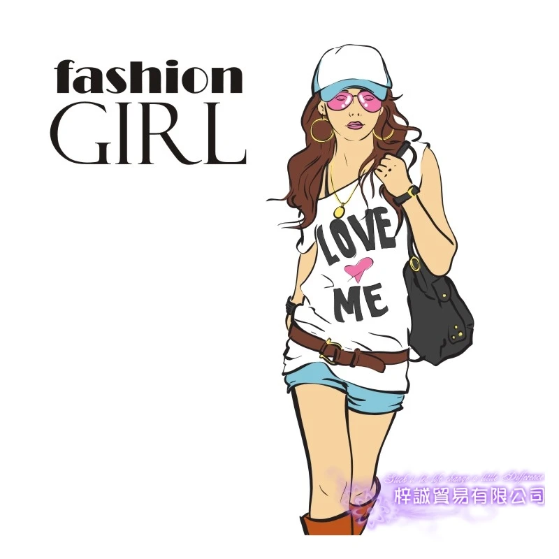 DCTAL Clothing Store Girl Decal Cute Girls Glass Colorful Wall Sticker Coffee Folwer Store Decal Cloakroom Showcase Decor