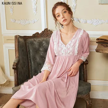 

Princess Sleepwear Vintage Cotton Long Nightgown Plus Size Women Home Wear Night Dress Ladies Nightwear Lingerie Nighty Clothes