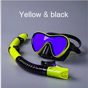 Профессиональные маски для подводного плавания, силиконовые маски для подводного плавания, анти-туман, маска для дайвинга, трубка, полностью сухая трубка, оборудование для подводного плавания - Цвет: Yellow and Black