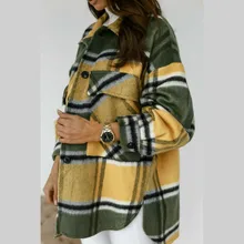 

Vintage Plaid Jacket Women Loose Long Sleeve Warm Oversized Coat 2021 New Autumn Winter Fashion Neutral Style Outwear Streetwear