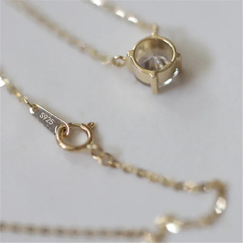 925 Sterling Silver French Simple Crystal Pendant Clavicle Chain Necklace Women Light Luxury Party Plating 14k Gold Jewelry - Image 6