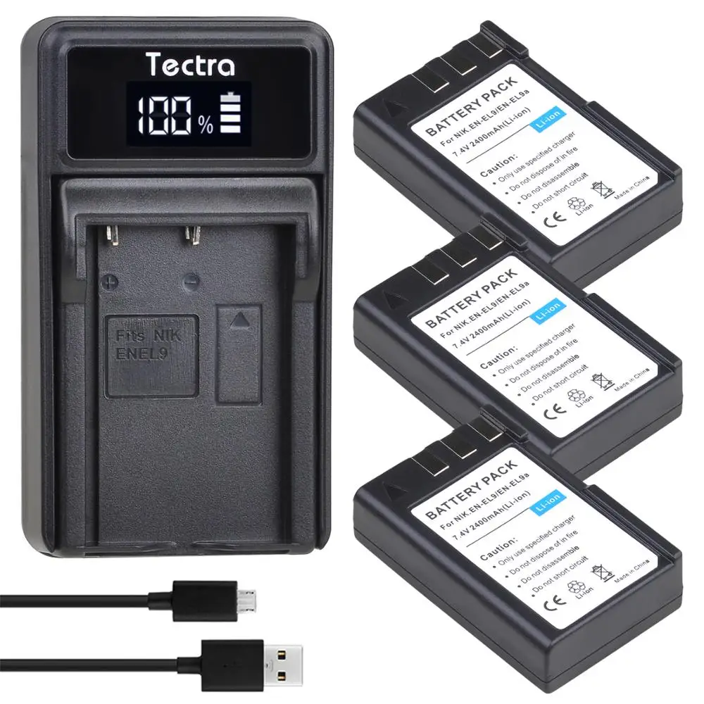 Tectra 2400mAh EN-EL9 EN EL9 EN-EL9a EN EL9a EL9a camera Battery AKKU For  Nikon EN-EL9a D40 D60 D40X D5000 D3000 Camera