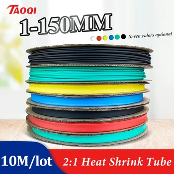 10 mètres/lot noir 1/2/3/4/5/6/8/10/10/12/14/16/18/20mm kit de tubes d'emballage thermorétractables tube d'isolation tube thermorésistant 1