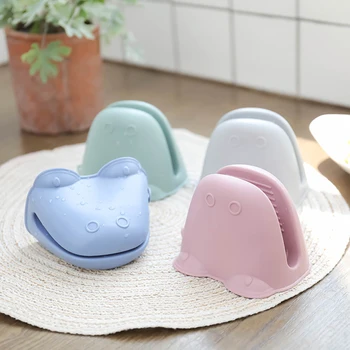 

1Pc Cute Silicone kitchen bbq Heat Resistant Gloves Clips Insulation Non Stick Anti-slip Bowel Holder Cooking Baking Oven Mitts