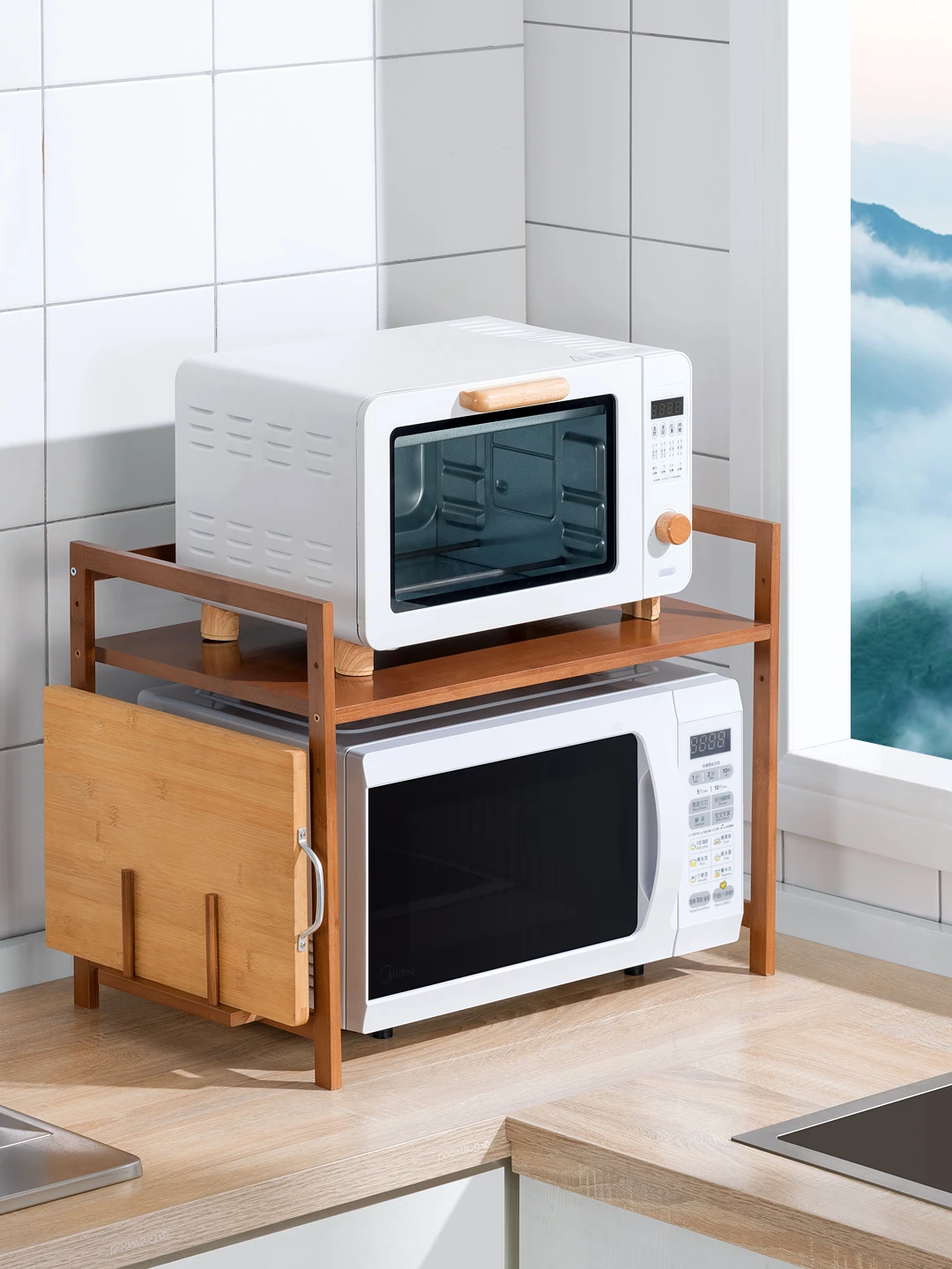 The microwave oven shelf microwave stand kitchen organizer kitchen  accessories dish rack Solid wood closet organizer