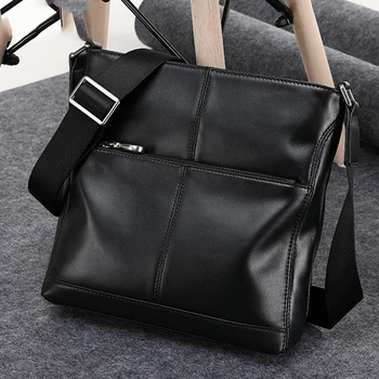

New Genuine Leather cross bag men shoulder bag real leather Messenger bag soft leather cowhide bag for male casual vertical