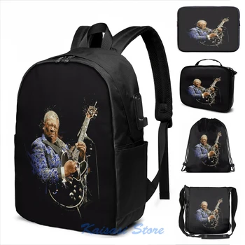 

Funny Graphic print Digital painting of legend BB King USB Charge Backpack men School bags Women bag Travel laptop bag