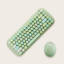 

New 2.4G Wireless Keyboard Set Mixed Candy Color Roud Keycap Keyboard and Mouse Comb for Laptop Notebook PC Girls Gift