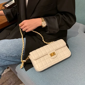 

Underarm Bag 2020 New Crossbody Shoulder Bag Chain Bags Summer Fashion Plaid Small Square Bags Casual Women Purse and Handbags