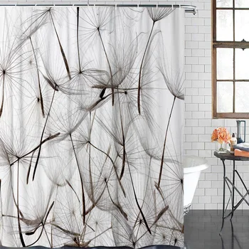 

Dandelion White Flower Modern Home Decor Bathroom Waterproof Shower Curtain