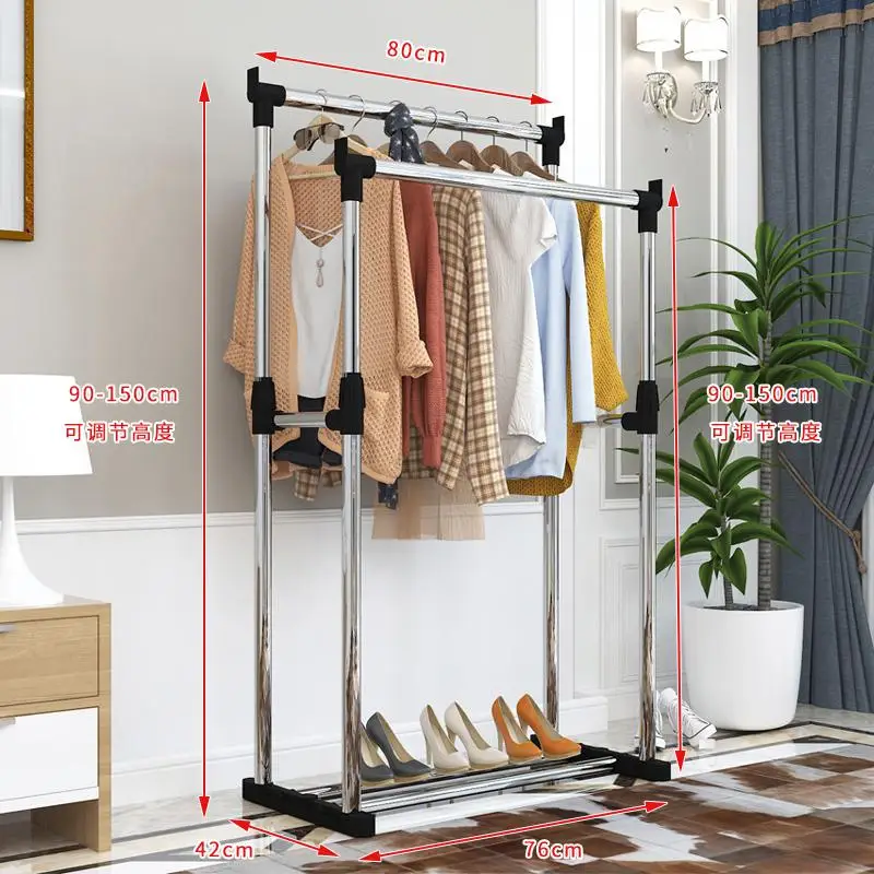 Single-rod Clothes-drying Rack Landing Simple Clothes-drying Pole Indoor Clothes-drying Rack Bedroom Clothes Hanger Clothes Rack - Цвет: Светло-желтый