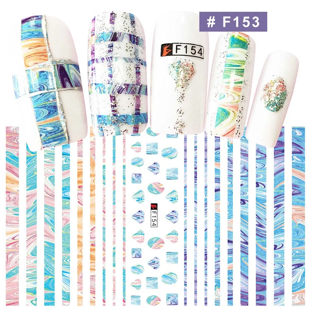 F153 ZINXIN, 8*12 см, наклейки для ногтей, с этническим рисунком, водная наклейка, 3D, маникюрный стикер, дизайн ногтей, сделай сам, клей, передача, красочное украшение - Цвет: F153
