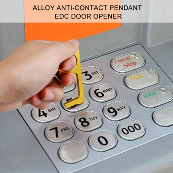 

Portable Convenient Platstic Press Elevator Tool Avoid Touch Copper Hygiene Hand Antimicrobial Brass EDC Door Opener Handle Key