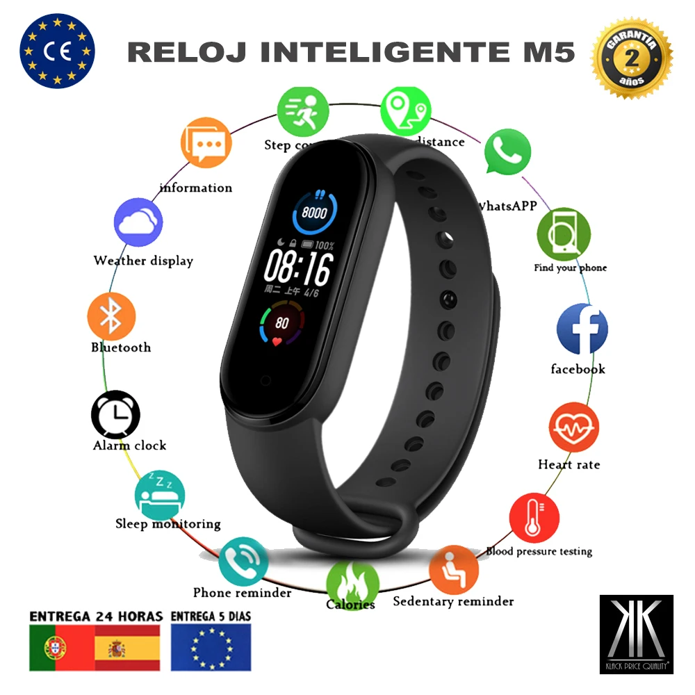 Pulsera de Actividad M5 Smartband Reloj Inteligente M 5 Bluetooth, Monitores, Pulsómetro, Fitness deporte gym futbol AliExpress Productos electrónicos