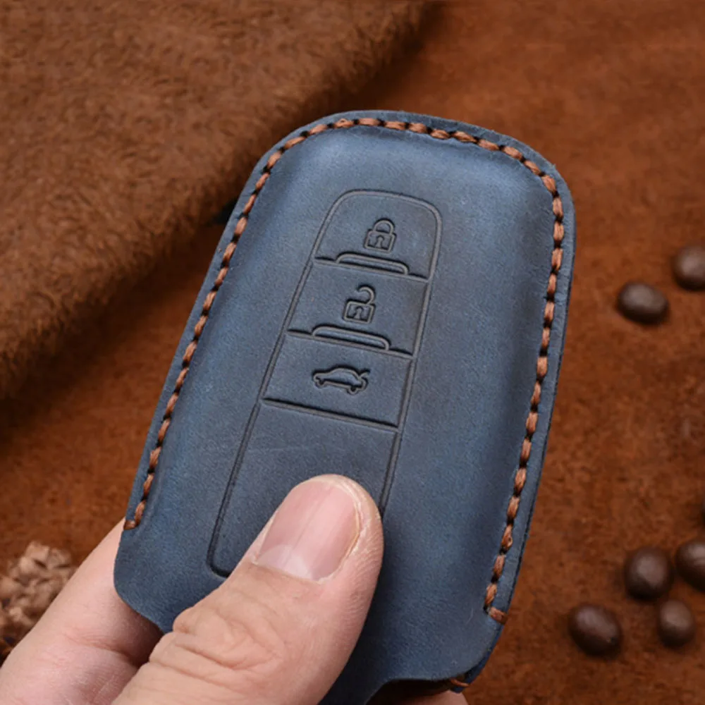 New cow Leather Car key cover 3 Button keyless Case For Toyota Camry CHR Prius Corolla RAV4 Prado 2017 2018 2019 keychain House
