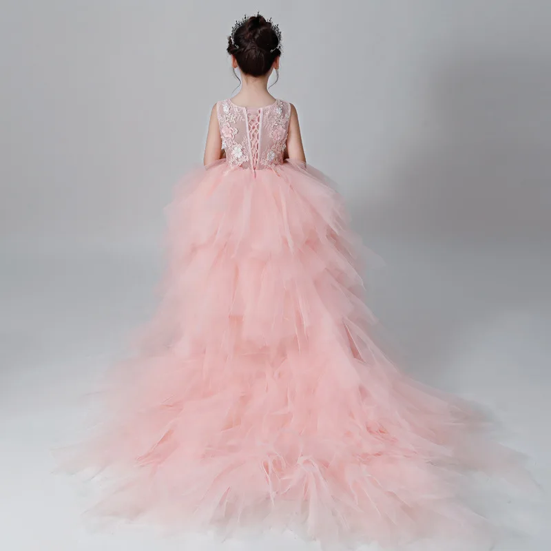 

Girls Wedding Dress Tailing Ultra-Long Children Host Catwalks Evening Gown Princess Dress Model Flower Boys/Flower Girls Piano C