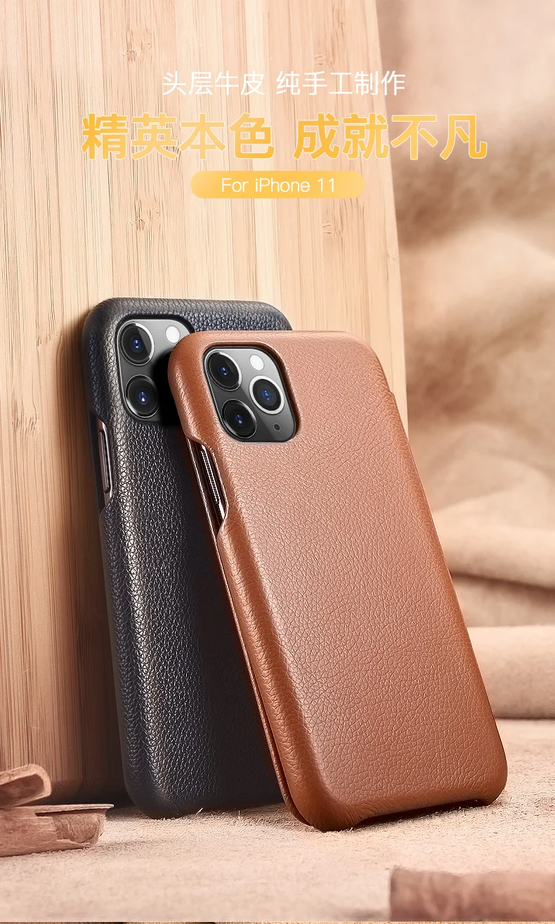 icarer бренд натуральная кожа флип чехол из воловьей кожи Личи Чехол для iPhone 11 Pro Max