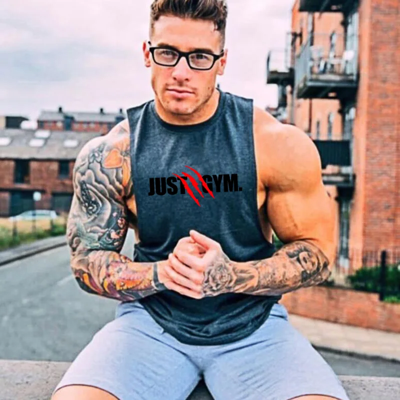 Бренд Just gym одежда для тренировок без рукавов рубашка Спортивная майка для мужчин Бодибилдинг Фитнес хлопок Футболка мужская майка для бега