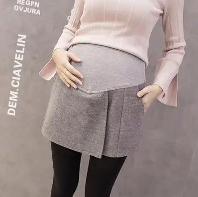1045lightgrey Зимние модные широкие брюки для беременных с карманами и разрезом по бокам для беременных женщин, шорты с высокой талией, офисные женские брюки - Цвет: 1045lightgrey