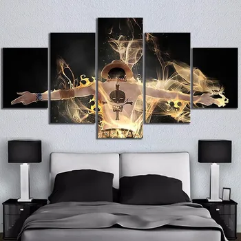 

5pcs Anime Poster One Piece Portgas D Ace Canvas Paintings for Home Decor Wall Art Cartoon Wall Stickers Unframed
