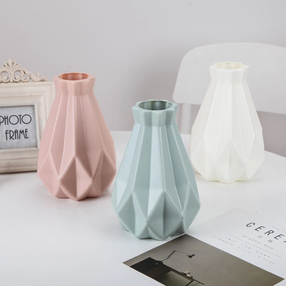 Nordic Style Flower Vase Plastic Vases Imitation Ceramic Pot Basket Table Ornament Home Decor | Дом и сад