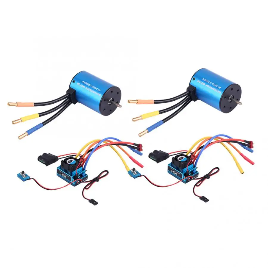 

Hot 3660 3300KV/3800KV Brushless Motor & 120A Brushless ESC RC Combo for 1/8 1/10 RC Model Toy Car Spare Parts