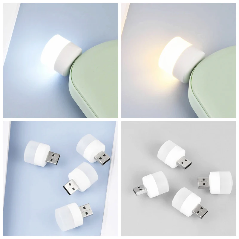 

USB Plug Lamp Computer Mobile Power Charging USB Small Book Lamps LED Eye Protection Reading Light Small Round Light Night Light