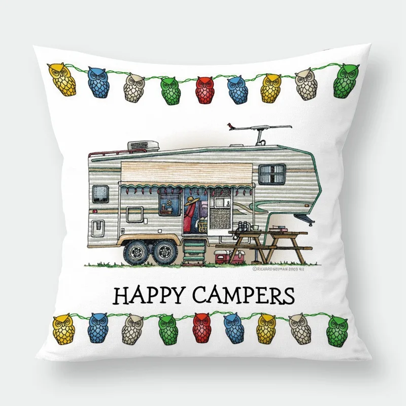 Silstar Tex Happy Campers дизайн; чехол для подушки различных моделей автомобиля, чехол для подушки на стул, диван, автомобиль