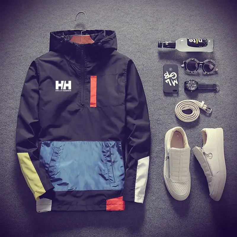 

New 2019 Casual Men's Jackets Waterproof Spring Hooded Coats Outerwear steetwear HELLY Brand Size 5XL giacca uomo autumn
