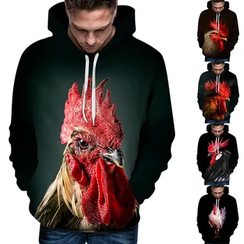

Men Winter Cock Pattern 3D Print Long Sleeve Hoodie Sweatshirt Pullover Tops Dropshipping fashion size Leisure USA EU free ship