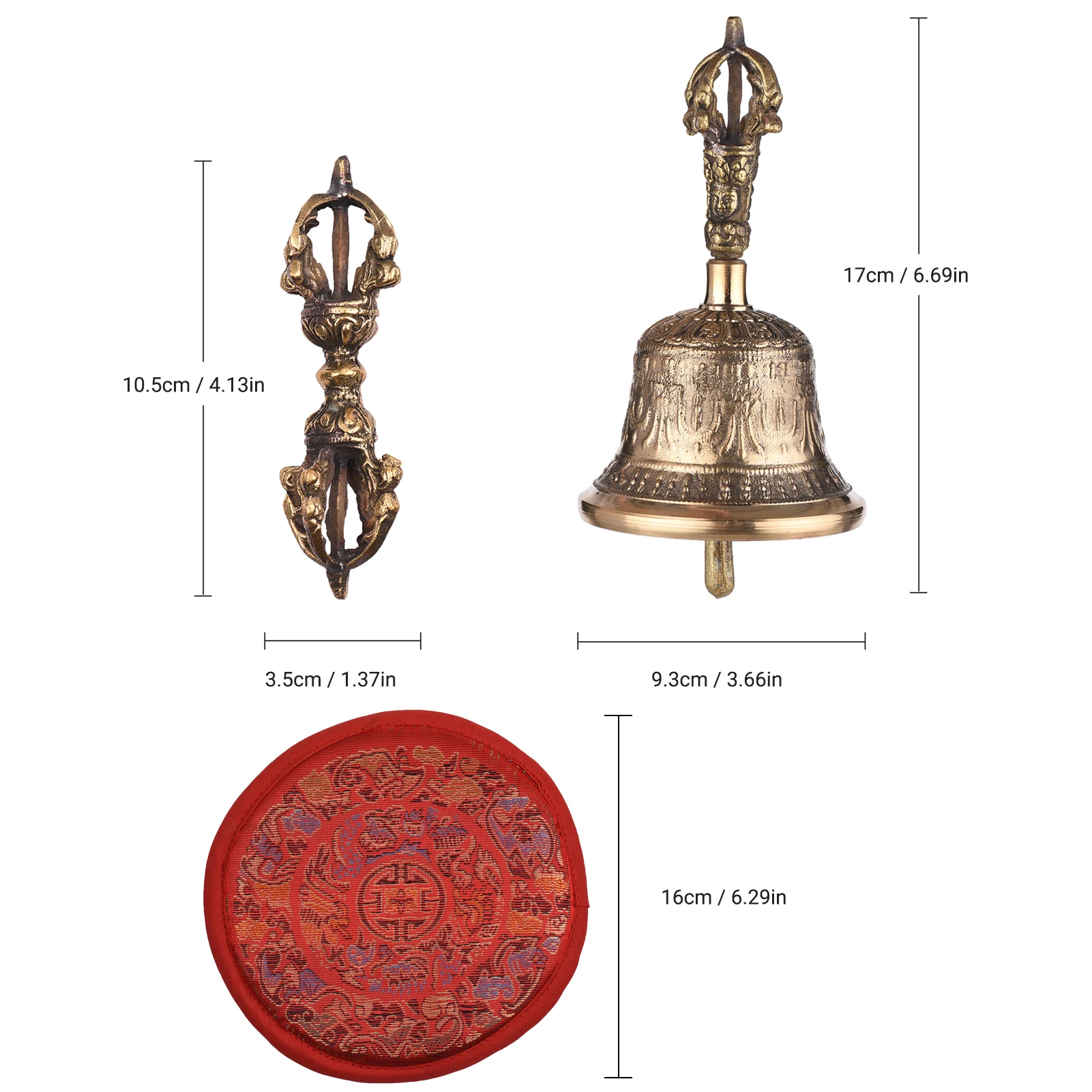 LGYKUMEG Tibetan Buddhist Meditation Bell Tibetan Hand Bell Meditation & Prayer Bells Dorje Vajra Buddhist Bell 4 inches Christmas,S 