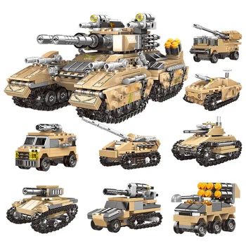 

1048PCS Truck Vehicle 3 Changes 8 IN 1 Armored Tank Model Construction Educational Building Blocks Toys For Boys 6Years DIY Gift