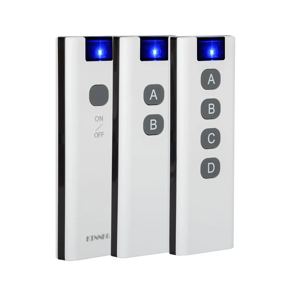 

KTNNKG 200M 433Mhz universal wireless remote control, 1/2/4/6/8/10 buttons, wall-mounted, can control 7-36V, 90-250V receiver.