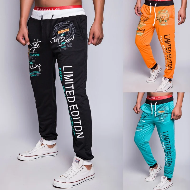 

ZOGAA 2020 new Spring Autumn Men's Sports Pants Rib Top Contrast Collar Letter Printing Casual Cotton Fashion 4 Color Sweatpants