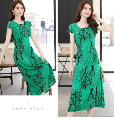 29 Vestidos mujer, ограниченная серия, новинка, с круглым вырезом, до середины икры, Vestido, Longo, Vanled, платье, женское, с коротким рукавом, круглый вырез, длинное, с принтом, тонкое - Цвет: 29