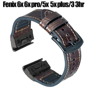 

new Wrist Strap for Garmin Fenix 6X 6x pro /5x 5x plus/3 3hr silicone+leather Wrist Band Watch Belt sport Watchband