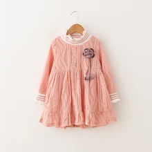 Детские платья, рубашки кружевное платье с длинными рукавами весенне-осенние детские вечерние платья для девочек футболки для подростков, одежда для маленьких девочек возрастом от 7 лет