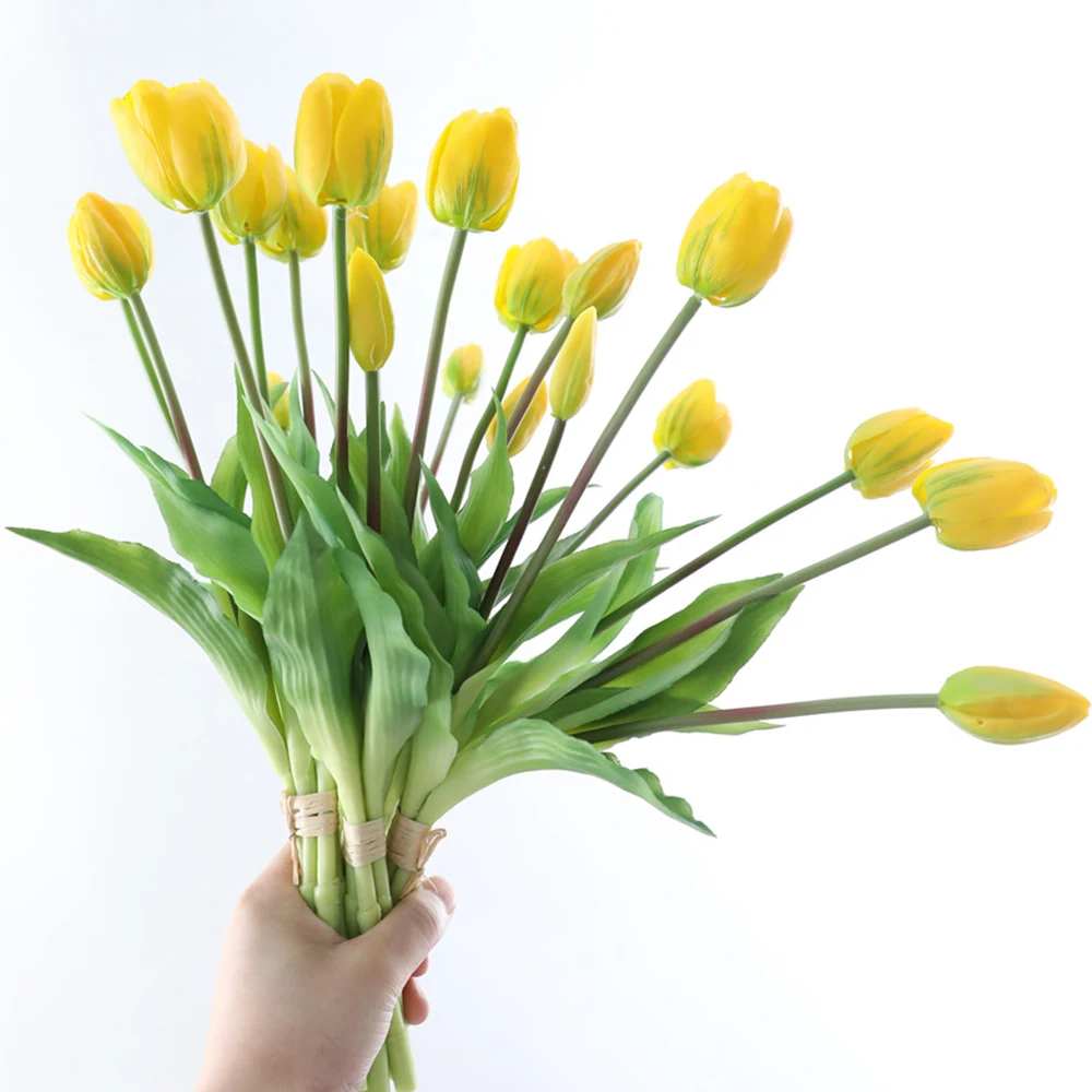 5Pcs bunch Artificial Tulips Flower For Home Wedding Decoration Bride Hand Flowers Real Touch Soft Silicone Tulip flores Decor 9
