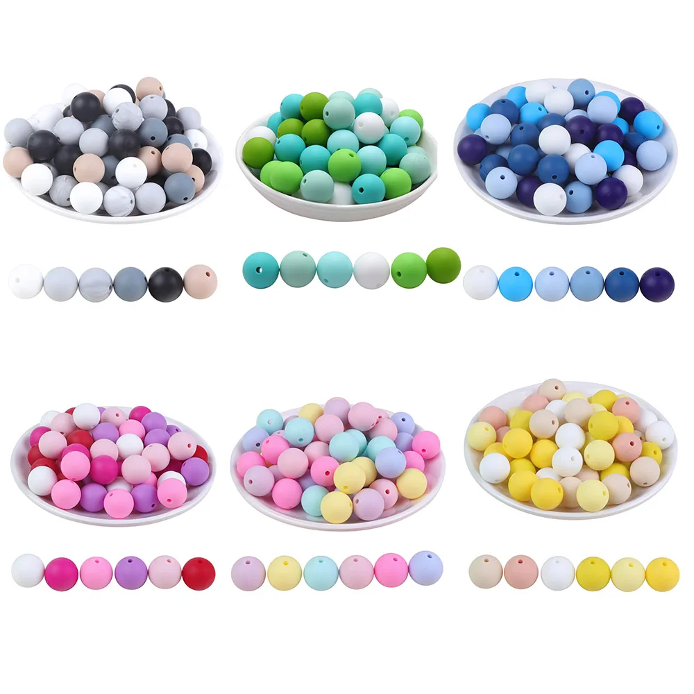 Bobo. Doos 10Pcs Silicone Kralen 15Mm Ronde Perle Siliconen Gebit Baby Tandjes Kralen Fopspeen Ketting Accessoires Baby Producten