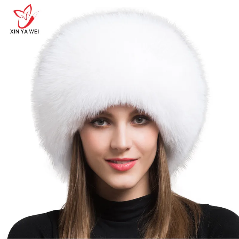 white Натуральный мех лисы шапка, женская шапка, толстая меховая шапка, зимняя теплая шапка, женская мода, женская зимняя шапка, головной убор, женские шапки - Цвет: white