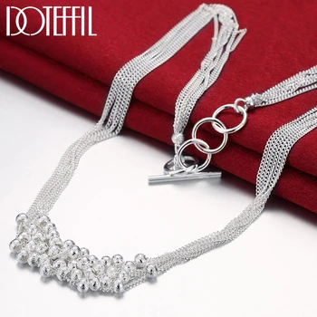 

DOTEFFIL 925 Sterling Silver Frosted Grape Beads Multi-Chain Necklace For Women Fashion Wedding Engagement Party Charm Jewelry