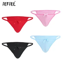 Горячее пикантное белье для мужчин нижнее белье мужские трусики эластичный пояс Tanga Нижнее белье Трусики-бикини Экзотические трусы с бантом