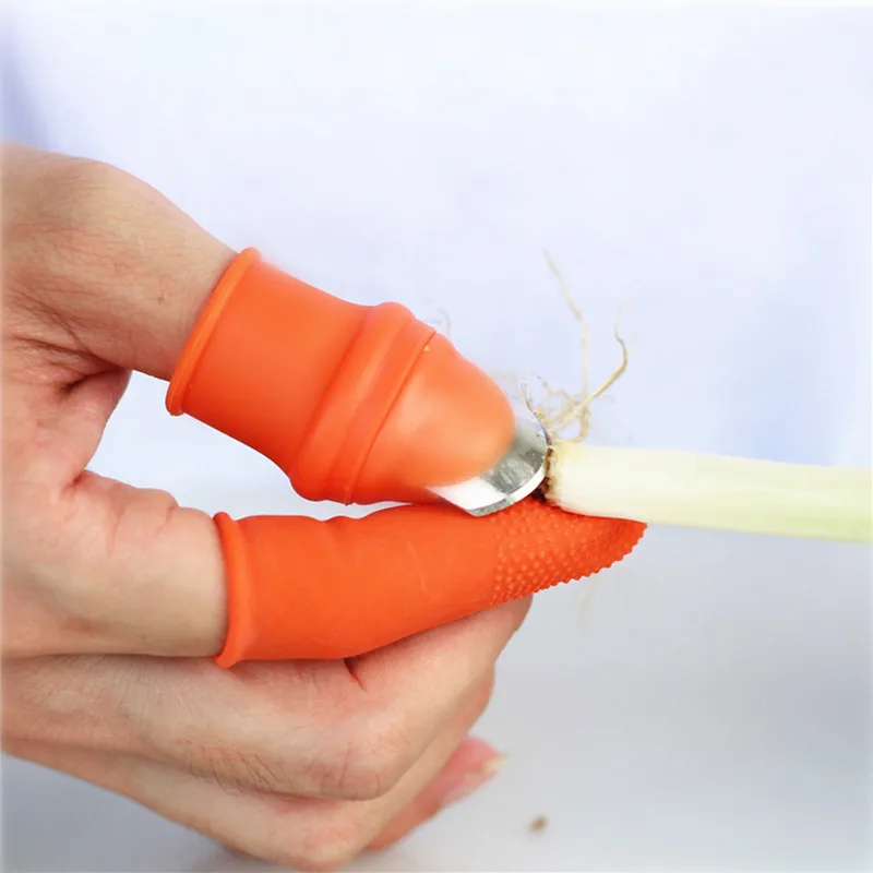 Silicone Thumb Knife Finger Protector Vegetable Harvesting Knife Plain Blade Scissors Cutting Rings Garden Gloves